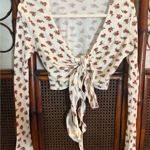 Brandy Melville White and Pink Knit Top